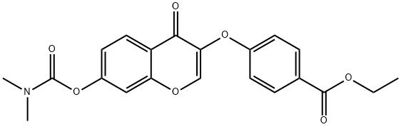 ethyl4-[(7-{[(dimethylamino)carbonyl]oxy}-4-oxo-4H-chromen-3-yl)oxy]benzoate 结构式