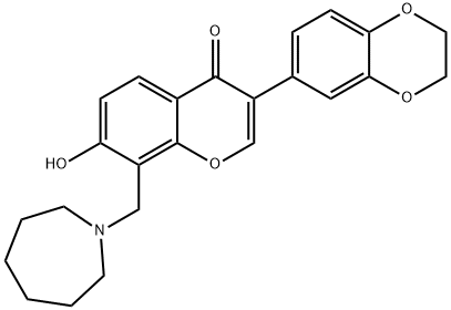 8-(1-azepanylmethyl)-3-(2,3-dihydro-1,4-benzodioxin-6-yl)-7-hydroxy-4H-chromen-4-one 结构式