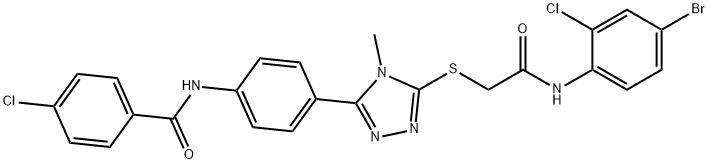 N-[4-(5-{[2-(4-bromo-2-chloroanilino)-2-oxoethyl]sulfanyl}-4-methyl-4H-1,2,4-triazol-3-yl)phenyl]-4-chlorobenzamide 结构式