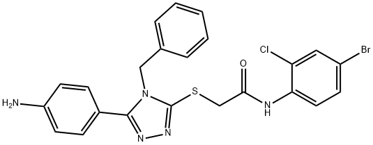 2-{[5-(4-aminophenyl)-4-benzyl-4H-1,2,4-triazol-3-yl]sulfanyl}-N-(4-bromo-2-chlorophenyl)acetamide 结构式