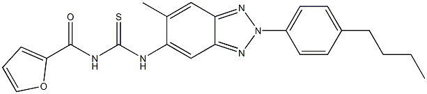 N-[2-(4-butylphenyl)-6-methyl-2H-1,2,3-benzotriazol-5-yl]-N'-(2-furoyl)thiourea 结构式