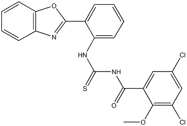 N-[2-(1,3-benzoxazol-2-yl)phenyl]-N'-(3,5-dichloro-2-methoxybenzoyl)thiourea 结构式