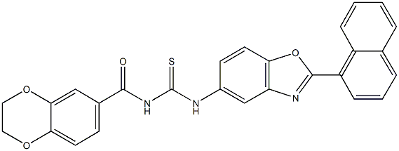 N-(2,3-dihydro-1,4-benzodioxin-6-ylcarbonyl)-N'-[2-(1-naphthyl)-1,3-benzoxazol-5-yl]thiourea 结构式