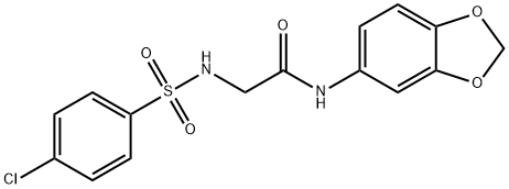 N-(1,3-benzodioxol-5-yl)-2-{[(4-chlorophenyl)sulfonyl]amino}acetamide 结构式