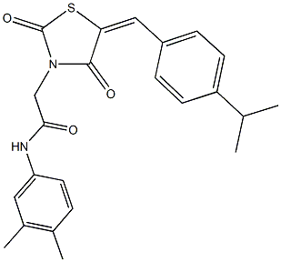 N-(3,4-dimethylphenyl)-2-[5-(4-isopropylbenzylidene)-2,4-dioxo-1,3-thiazolidin-3-yl]acetamide 结构式