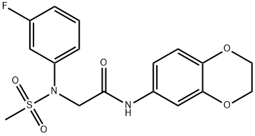 N-(2,3-dihydro-1,4-benzodioxin-6-yl)-2-[3-fluoro(methylsulfonyl)anilino]acetamide 结构式