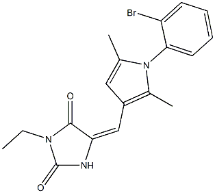5-{[1-(2-bromophenyl)-2,5-dimethyl-1H-pyrrol-3-yl]methylene}-3-ethyl-2,4-imidazolidinedione 结构式