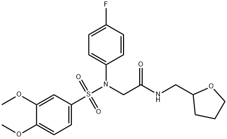 2-{[(3,4-dimethoxyphenyl)sulfonyl]-4-fluoroanilino}-N-(tetrahydro-2-furanylmethyl)acetamide 结构式