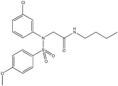 N-butyl-2-{3-chloro[(4-methoxyphenyl)sulfonyl]anilino}acetamide 结构式