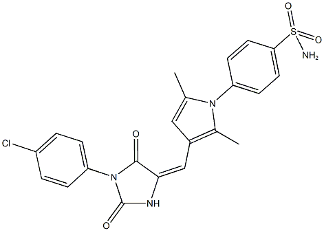 4-(3-{[1-(4-chlorophenyl)-2,5-dioxo-4-imidazolidinylidene]methyl}-2,5-dimethyl-1H-pyrrol-1-yl)benzenesulfonamide 结构式