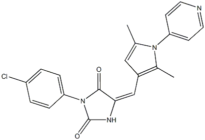 3-(4-chlorophenyl)-5-{[2,5-dimethyl-1-(4-pyridinyl)-1H-pyrrol-3-yl]methylene}-2,4-imidazolidinedione 结构式
