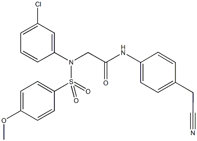 2-{3-chloro[(4-methoxyphenyl)sulfonyl]anilino}-N-[4-(cyanomethyl)phenyl]acetamide 结构式