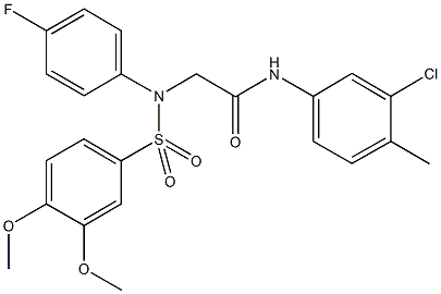 N-(3-chloro-4-methylphenyl)-2-{[(3,4-dimethoxyphenyl)sulfonyl]-4-fluoroanilino}acetamide 结构式