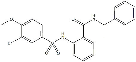 2-{[(3-bromo-4-methoxyphenyl)sulfonyl]amino}-N-(1-phenylethyl)benzamide 结构式