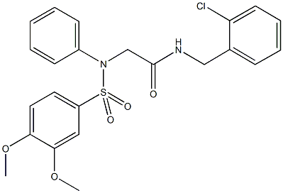 N-(2-chlorobenzyl)-2-{[(3,4-dimethoxyphenyl)sulfonyl]anilino}acetamide 结构式