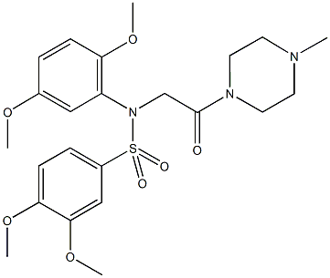 N-(2,5-dimethoxyphenyl)-3,4-dimethoxy-N-[2-(4-methyl-1-piperazinyl)-2-oxoethyl]benzenesulfonamide 结构式