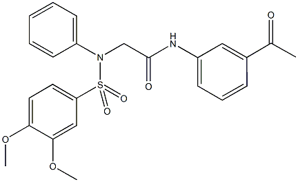 N-(3-acetylphenyl)-2-{[(3,4-dimethoxyphenyl)sulfonyl]anilino}acetamide 结构式