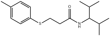 N-(1-isopropyl-2-methylpropyl)-3-[(4-methylphenyl)sulfanyl]propanamide 结构式