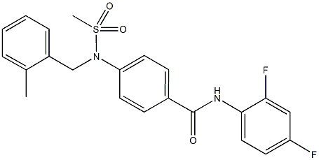 N-(2,4-difluorophenyl)-4-[(2-methylbenzyl)(methylsulfonyl)amino]benzamide 结构式