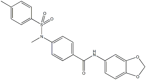 N-(1,3-benzodioxol-5-yl)-4-{methyl[(4-methylphenyl)sulfonyl]amino}benzamide 结构式