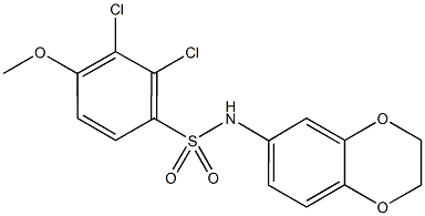 2,3-dichloro-N-(2,3-dihydro-1,4-benzodioxin-6-yl)-4-methoxybenzenesulfonamide 结构式