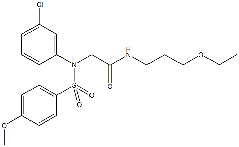 2-{3-chloro[(4-methoxyphenyl)sulfonyl]anilino}-N-(3-ethoxypropyl)acetamide 结构式