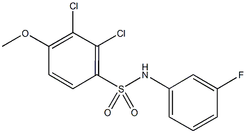 2,3-dichloro-N-(3-fluorophenyl)-4-methoxybenzenesulfonamide 结构式