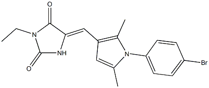 5-{[1-(4-bromophenyl)-2,5-dimethyl-1H-pyrrol-3-yl]methylene}-3-ethyl-2,4-imidazolidinedione 结构式