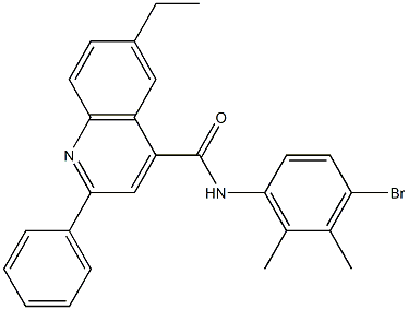 N-(4-bromo-2,3-dimethylphenyl)-6-ethyl-2-phenyl-4-quinolinecarboxamide 结构式