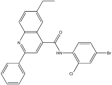 N-(4-bromo-2-chlorophenyl)-6-ethyl-2-phenyl-4-quinolinecarboxamide 结构式