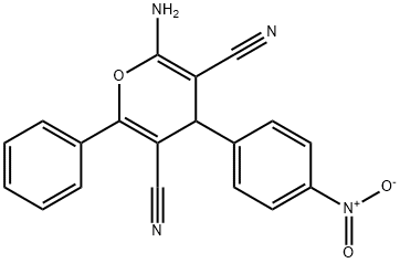 2-amino-4-{4-nitrophenyl}-6-phenyl-4H-pyran-3,5-dicarbonitrile 结构式