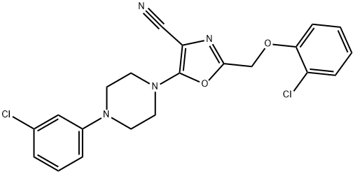2-[(2-chlorophenoxy)methyl]-5-[4-(3-chlorophenyl)-1-piperazinyl]-1,3-oxazole-4-carbonitrile 结构式