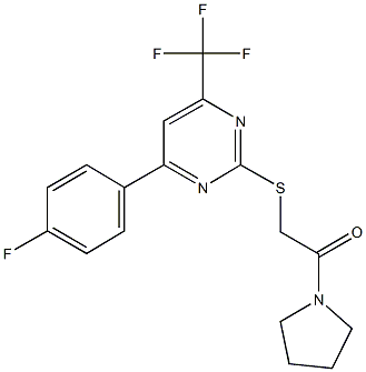 4-(4-fluorophenyl)-2-{[2-oxo-2-(1-pyrrolidinyl)ethyl]sulfanyl}-6-(trifluoromethyl)pyrimidine 结构式