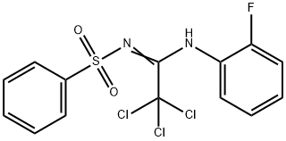 N-[2,2,2-trichloro-N-(2-fluorophenyl)ethanimidoyl]benzenesulfonamide 结构式