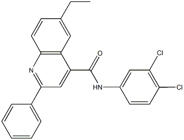 N-(3,4-dichlorophenyl)-6-ethyl-2-phenyl-4-quinolinecarboxamide 结构式