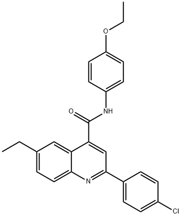 2-(4-chlorophenyl)-N-(4-ethoxyphenyl)-6-ethyl-4-quinolinecarboxamide 结构式