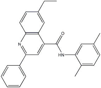 N-(2,5-dimethylphenyl)-6-ethyl-2-phenyl-4-quinolinecarboxamide 结构式