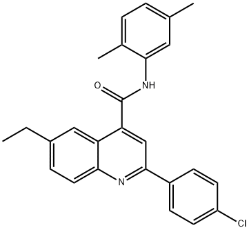 2-(4-chlorophenyl)-N-(2,5-dimethylphenyl)-6-ethyl-4-quinolinecarboxamide 结构式