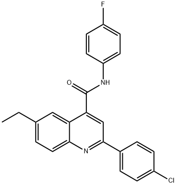 2-(4-chlorophenyl)-6-ethyl-N-(4-fluorophenyl)-4-quinolinecarboxamide 结构式