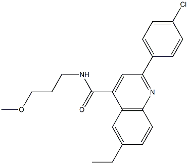 2-(4-chlorophenyl)-6-ethyl-N-(3-methoxypropyl)-4-quinolinecarboxamide 结构式
