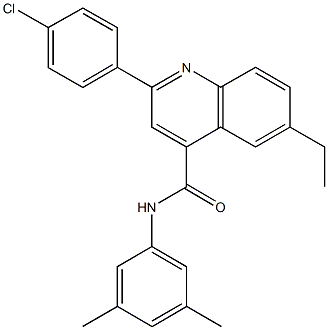 2-(4-chlorophenyl)-N-(3,5-dimethylphenyl)-6-ethyl-4-quinolinecarboxamide 结构式