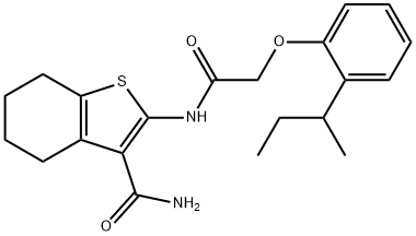 2-{[(2-sec-butylphenoxy)acetyl]amino}-4,5,6,7-tetrahydro-1-benzothiophene-3-carboxamide 结构式