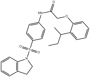 2-(2-sec-butylphenoxy)-N-[4-(2,3-dihydro-1H-indol-1-ylsulfonyl)phenyl]acetamide 结构式