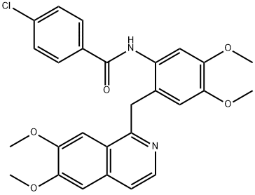 4-chloro-N-{2-[(6,7-dimethoxy-1-isoquinolinyl)methyl]-4,5-dimethoxyphenyl}benzamide 结构式