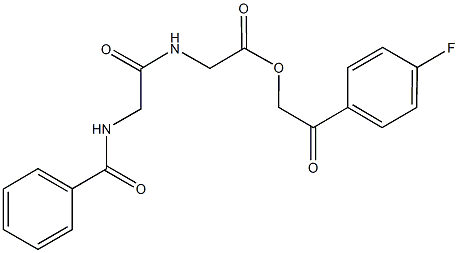 2-(4-fluorophenyl)-2-oxoethyl {[(benzoylamino)acetyl]amino}acetate 结构式