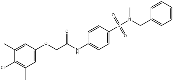 N-(4-{[benzyl(methyl)amino]sulfonyl}phenyl)-2-(4-chloro-3,5-dimethylphenoxy)acetamide 结构式