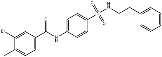 3-bromo-4-methyl-N-(4-{[(2-phenylethyl)amino]sulfonyl}phenyl)benzamide 结构式