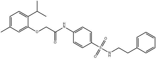 2-(2-isopropyl-5-methylphenoxy)-N-(4-{[(2-phenylethyl)amino]sulfonyl}phenyl)acetamide 结构式