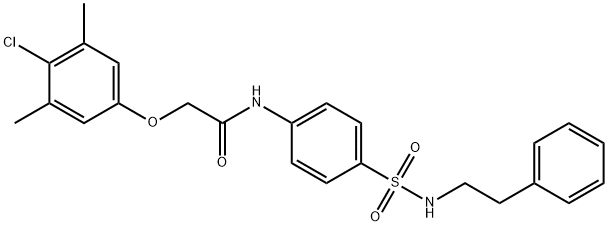 2-(4-chloro-3,5-dimethylphenoxy)-N-(4-{[(2-phenylethyl)amino]sulfonyl}phenyl)acetamide 结构式