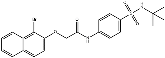 2-[(1-bromo-2-naphthyl)oxy]-N-{4-[(tert-butylamino)sulfonyl]phenyl}acetamide 结构式